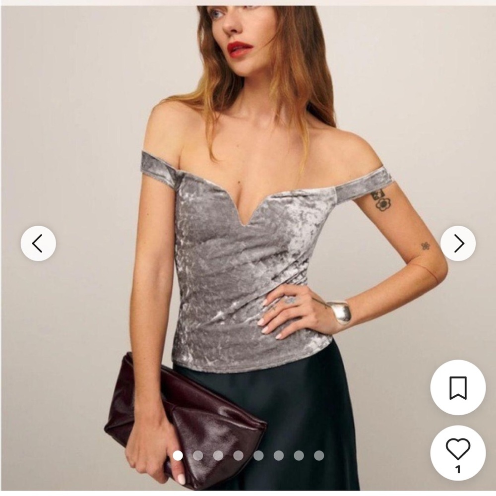 Reformation Andria Knit Top Moonlight Velvet